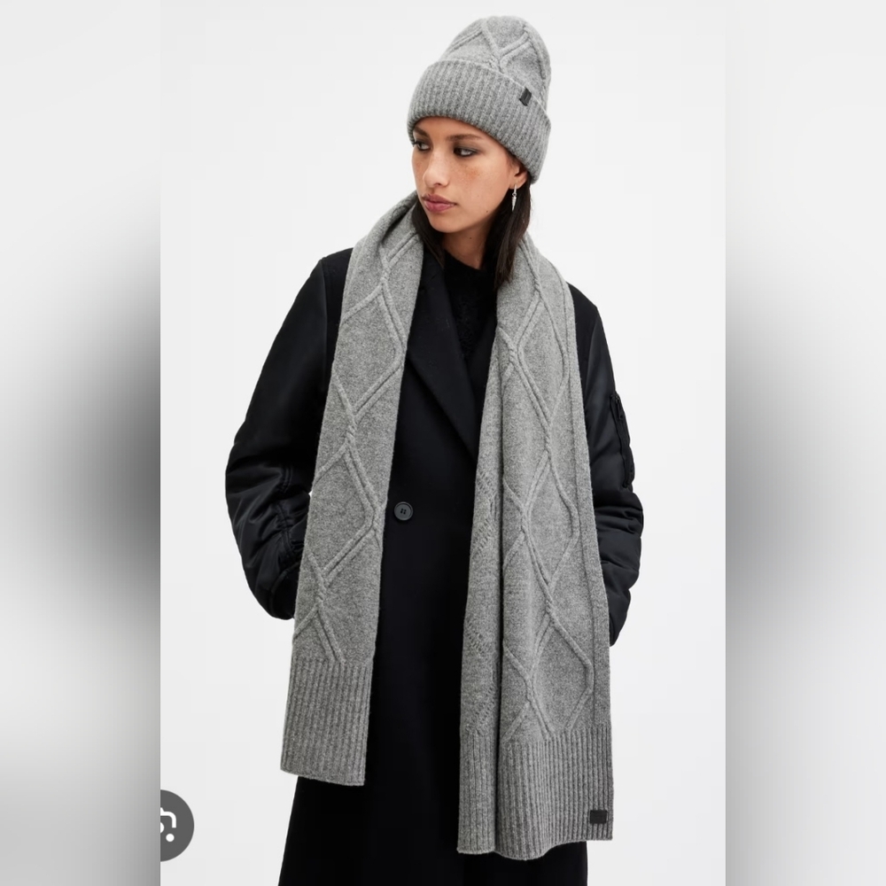 ALLSAINTS Wool Blended Cable Beanie & Scarf Gift Box - Picture 9 of 9